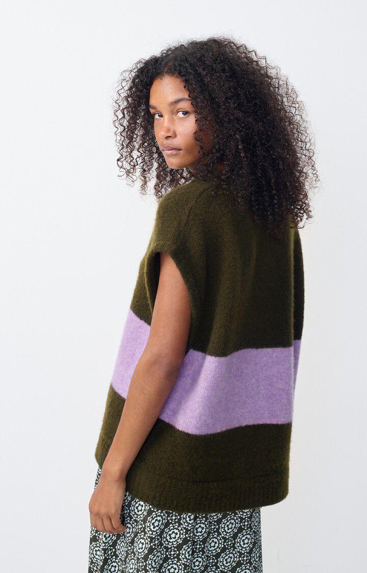 American Vintage Pull Femme Gylson - KAKI RAYE LILAS CHINE 0 Sans Manches Vert - H24
