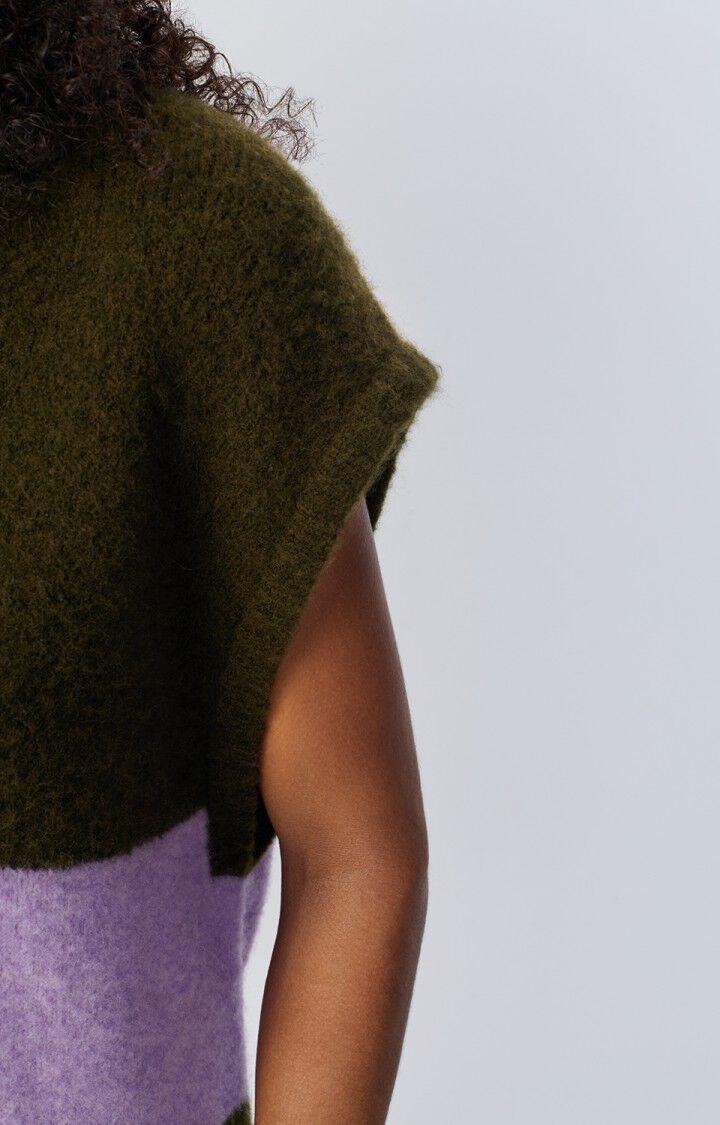 American Vintage Pull Femme Gylson - KAKI RAYE LILAS CHINE 0 Sans Manches Vert - H24