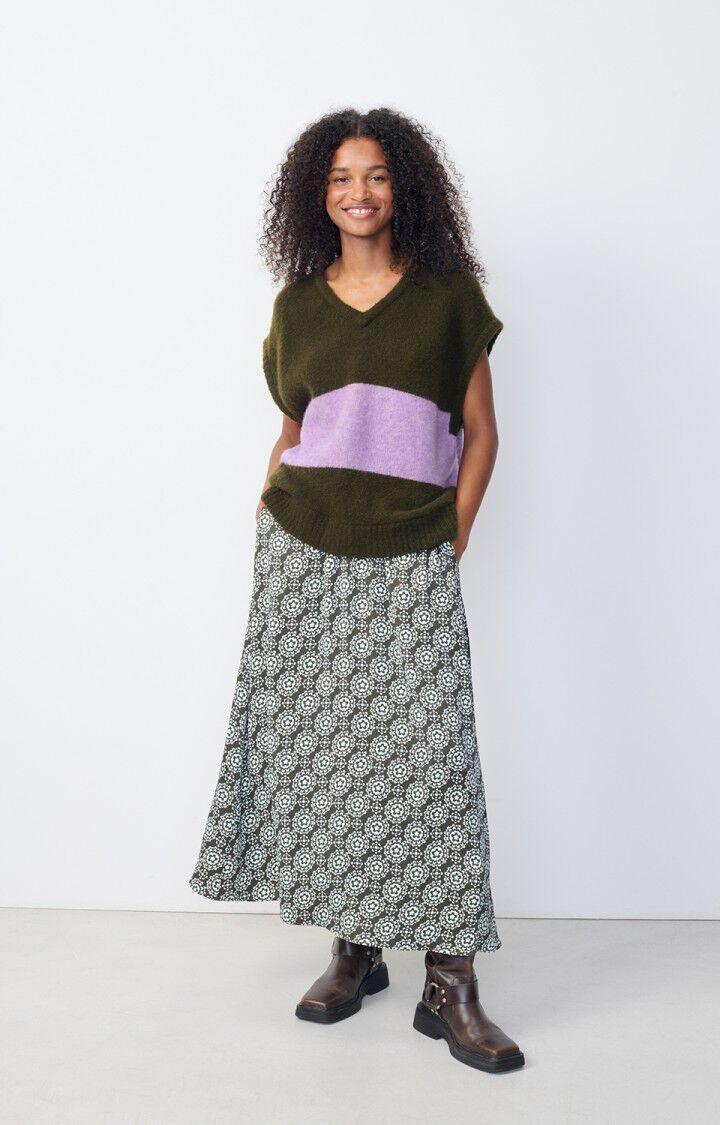 American Vintage Pull Femme Gylson - KAKI RAYE LILAS CHINE 0 Sans Manches Vert - H24