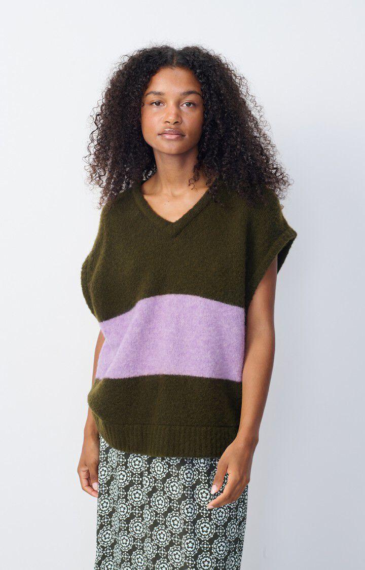 american vintage Pull femme Gylson - KAKI RAYE LILAS CHINE 0 Sans manches Vert - H24