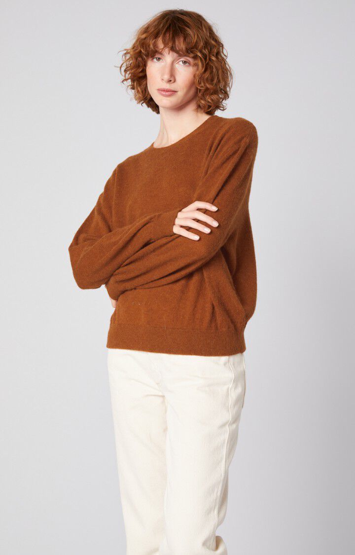 american vintage Pull femme Kybird - AUBURN Manches longues Marron - H21