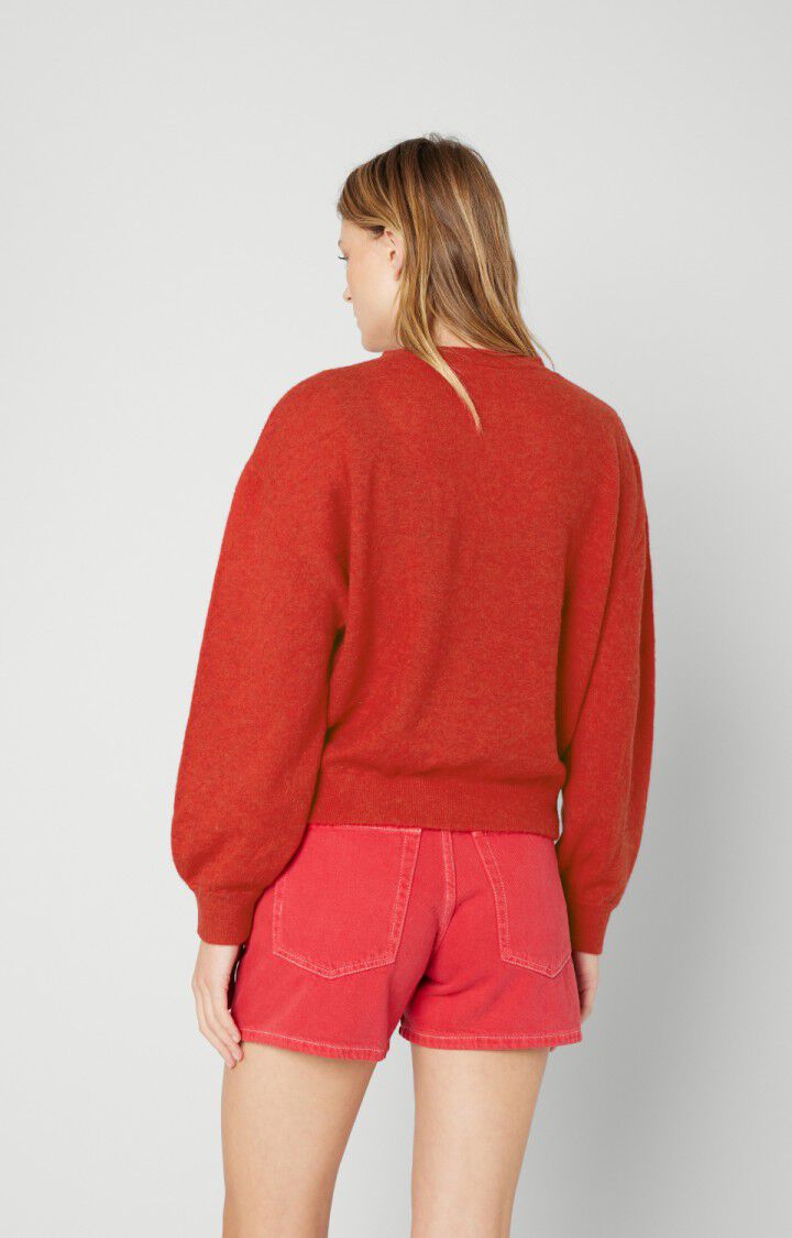 American Vintage Pull Femme Kybird - COUP DE FOUDRE CHINE Manches Longues Rouge - H21