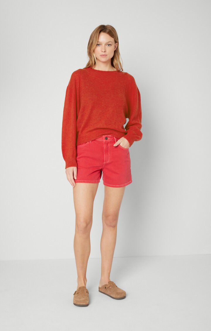 American Vintage Pull Femme Kybird - COUP DE FOUDRE CHINE Manches Longues Rouge - H21