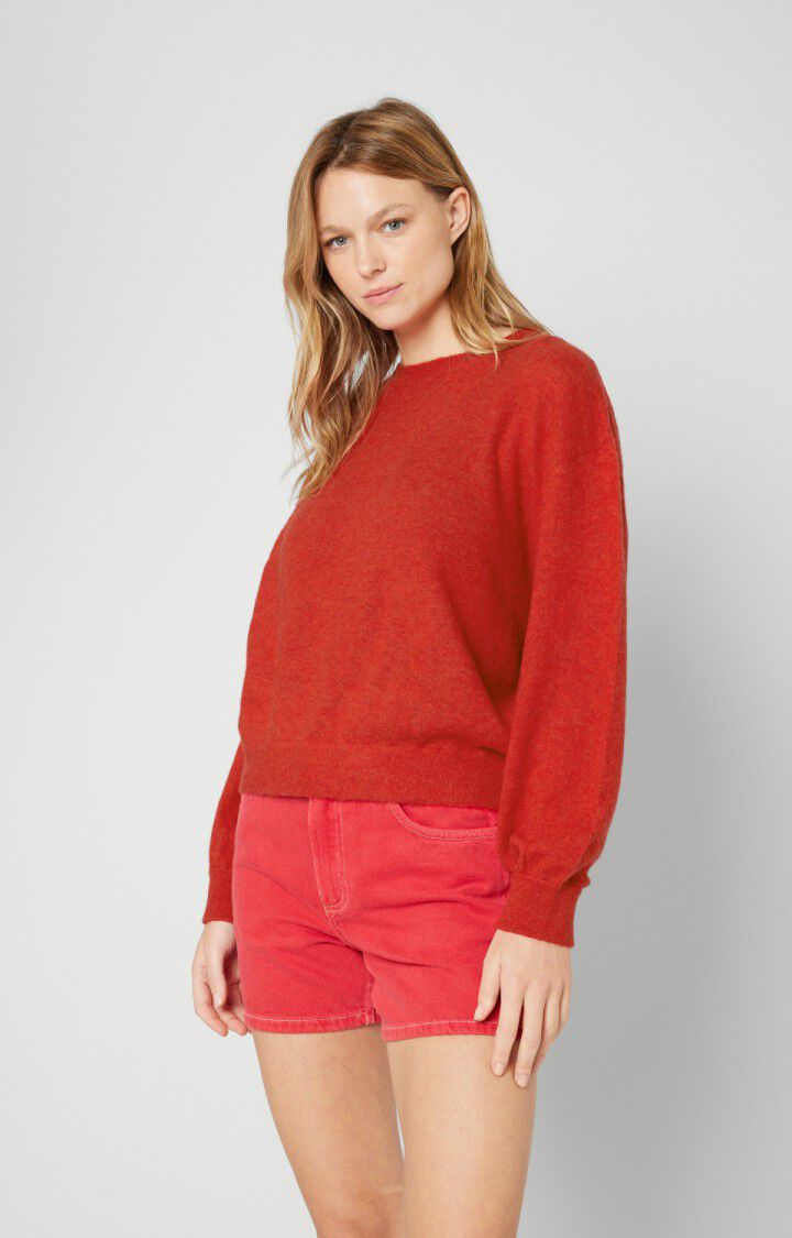 american vintage Pull femme Kybird - COUP DE FOUDRE CHINE Manches longues Rouge - H21