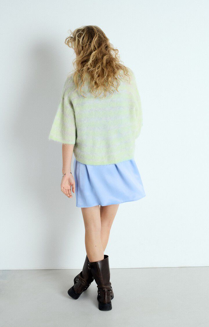 American Vintage Pull Femme Nenybay - POLAIRE CHINE RAYE AMANDE 22 Manches Courtes Gris - E25