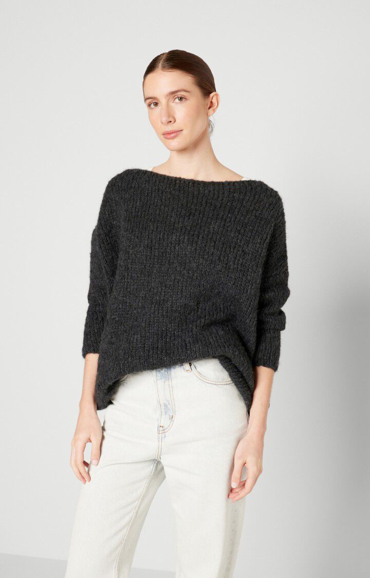 american vintage Pull femme Noboo - ANTHRACITE CHINE 33 Manches 7/8 Gris - E24