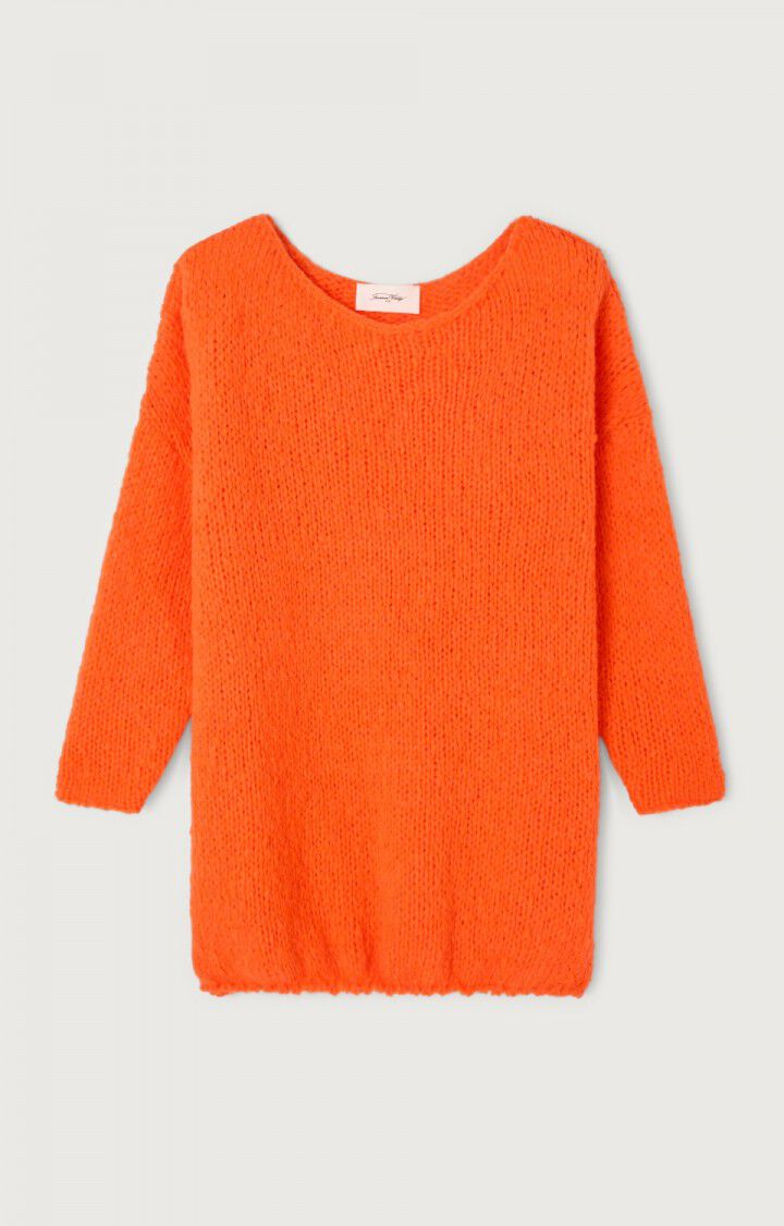 american vintage Pull femme Noboo - CORAIL FLUO 33 Manches 7/8 - H23