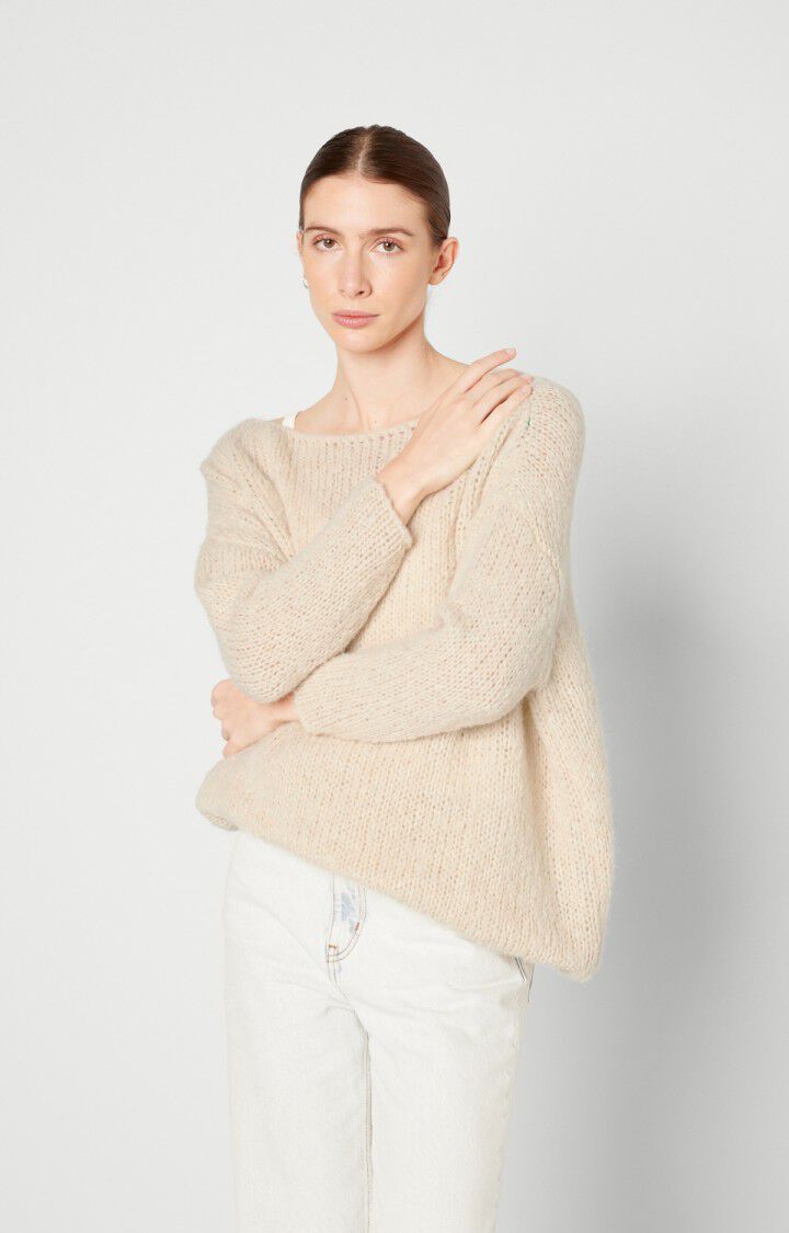 american vintage Pull femme Noboo - SABLE CHINE 33 Manches 7/8 Beige - E24