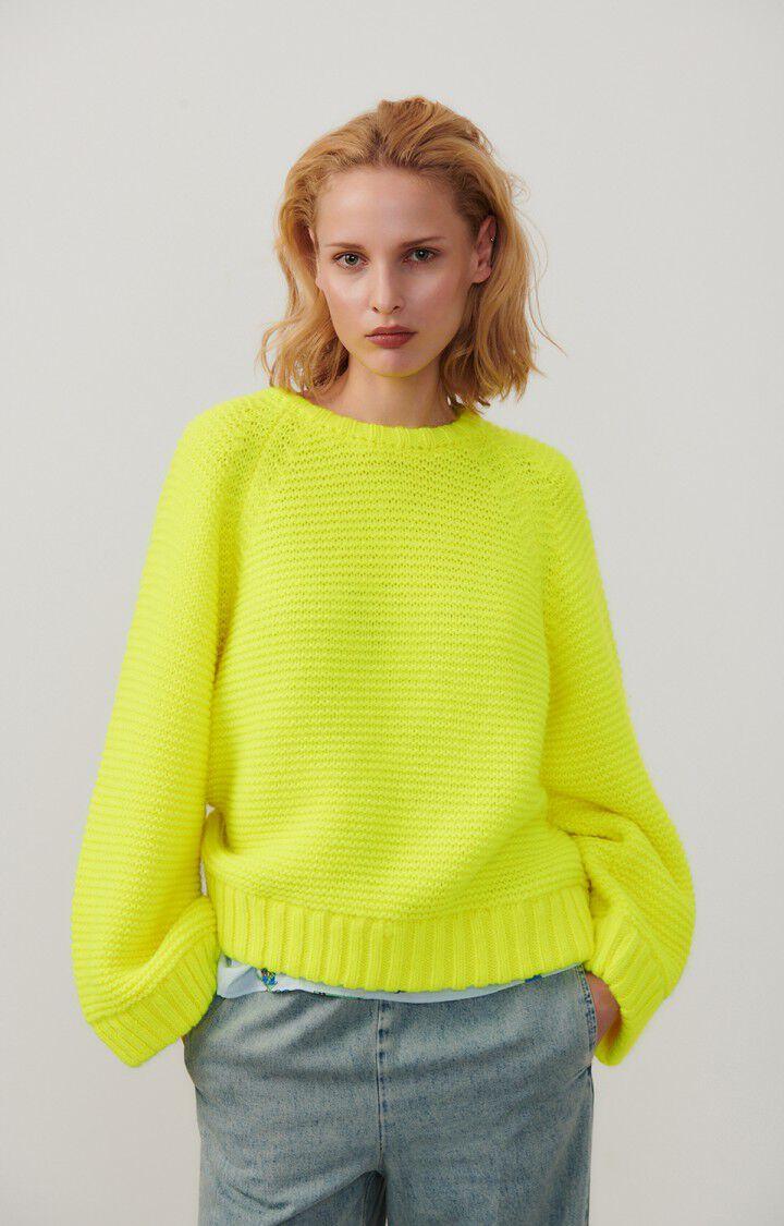 american vintage Pull femme Nolcity - JAUNE FLUO 62 Manches longues Jaune - E24