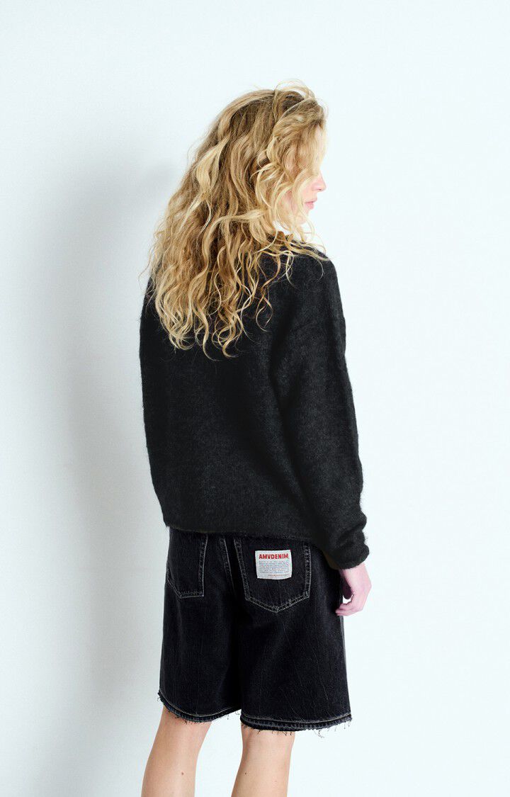 American Vintage Pull Femme Nuny - ANTHRACITE CHINE 50 Manches Longues Gris - E25