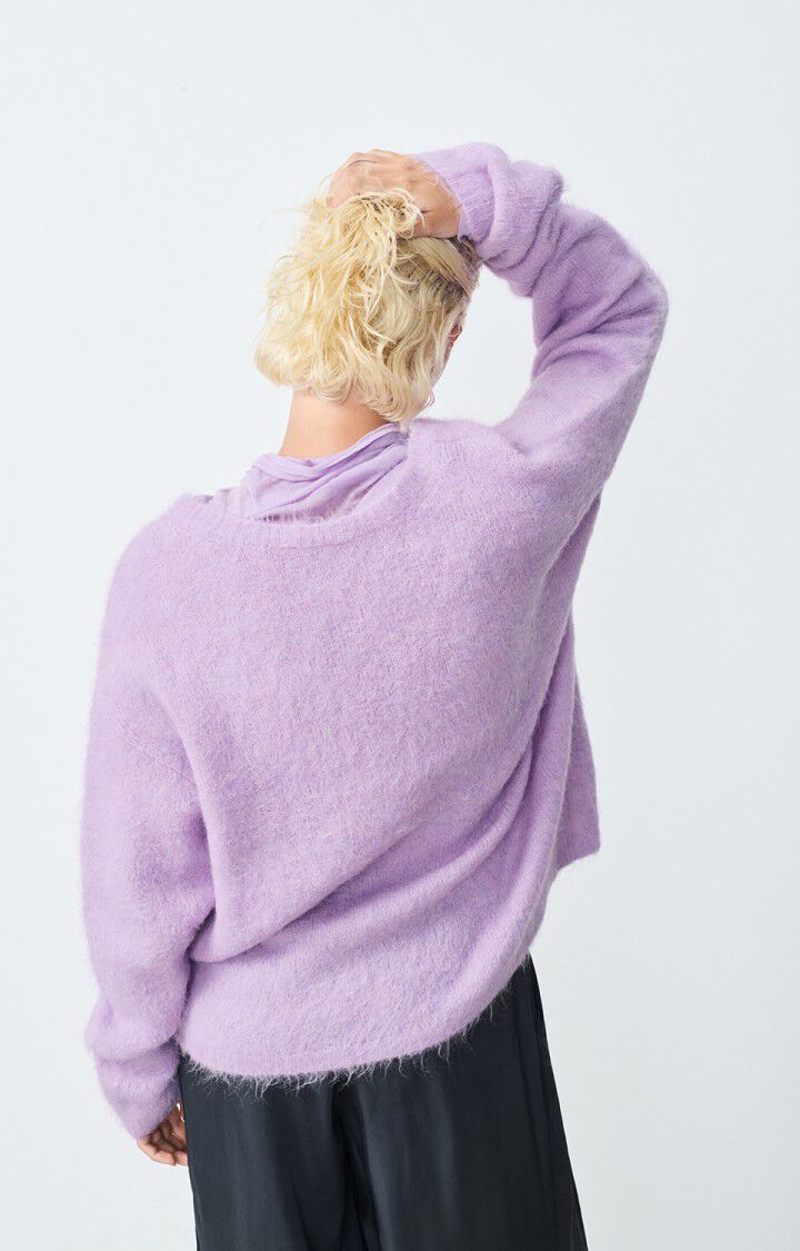 American Vintage Pull Femme Nuny - ORCHIDEE CHINE 50 Manches Longues Rose - H24