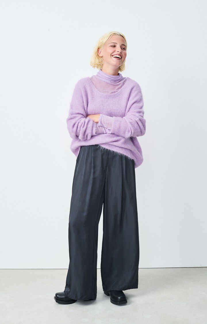 American Vintage Pull Femme Nuny - ORCHIDEE CHINE 50 Manches Longues Rose - H24