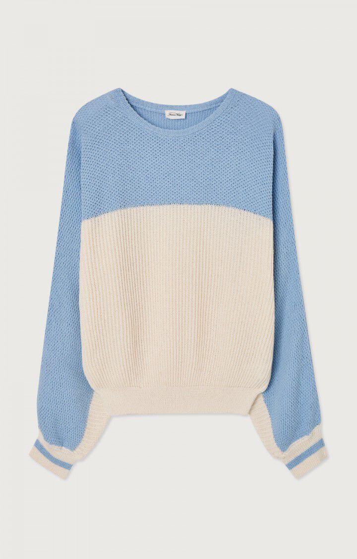american vintage Pull femme Pagaville - ECRU ET CIEL Manches longues Bleu - E23B