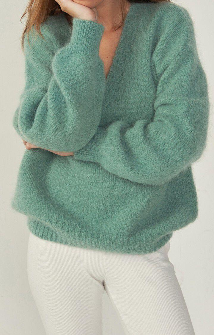 american vintage Pull femme Pinobery - ALOE VERA 49 Manches longues Vert - H22
