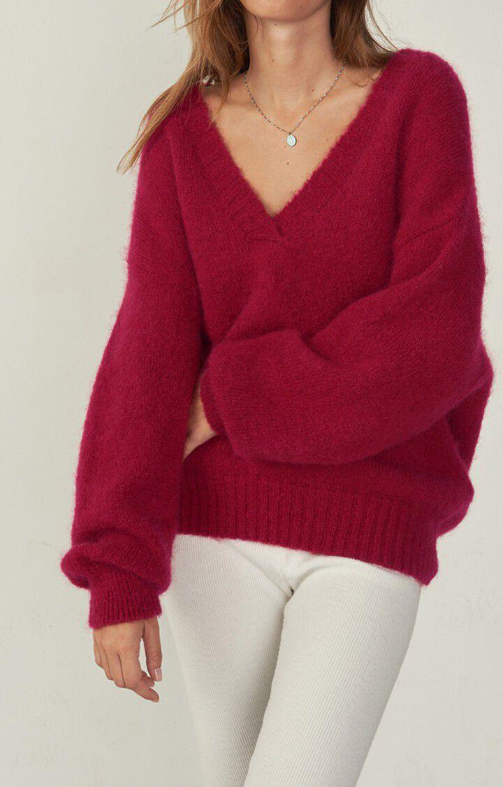 american vintage Pull femme Pinobery - CABARET 49 Manches longues Rouge - H22