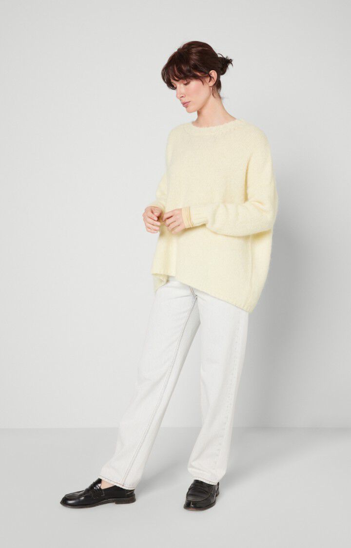 American Vintage Pull Femme Pinobery - NACRE 40 Manches Longues Blanc - H22