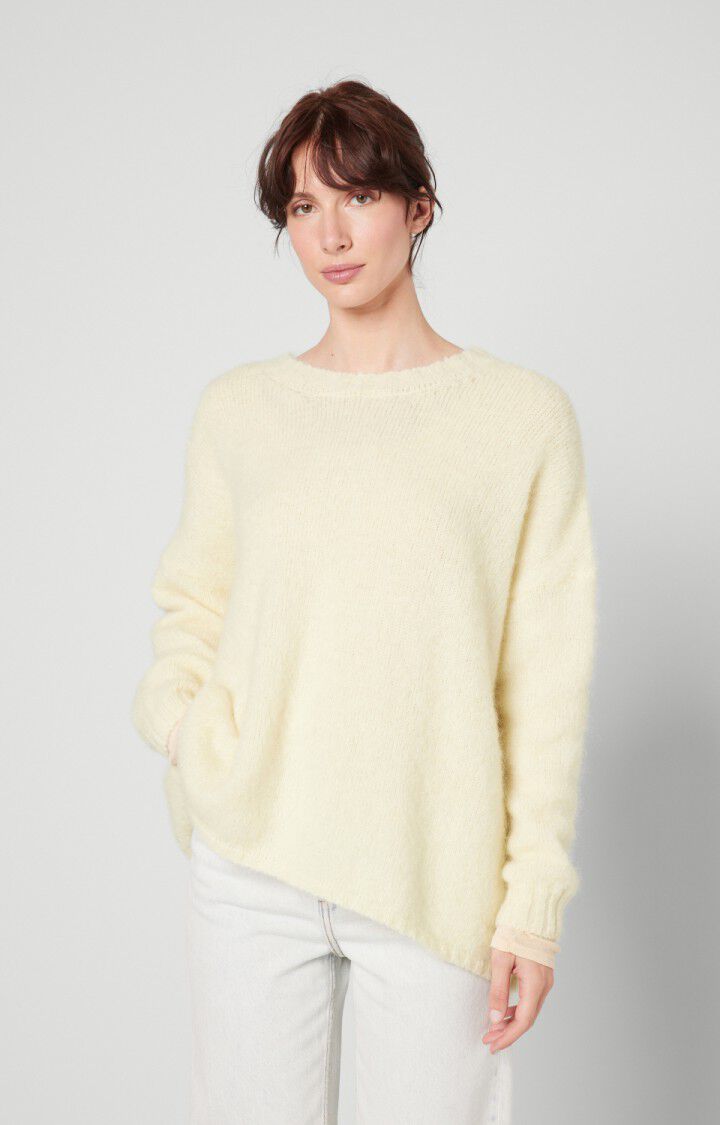 american vintage Pull femme Pinobery - NACRE 40 Manches longues Blanc - H22