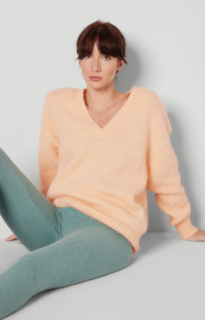 american vintage Pull femme Pinobery - PECHE 49 Manches longues Orange - H22