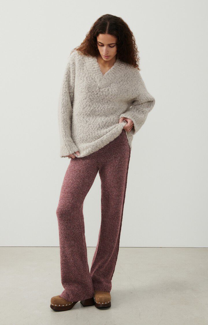 American Vintage Pull Femme Pozicity - GRIS CHINE 48 Manches Longues Gris - H23