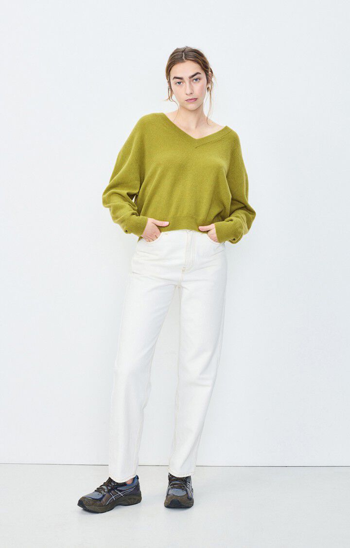 American Vintage Pull Femme Raxow - CAMELEON CHINE 51 Manches Longues Vert - H24