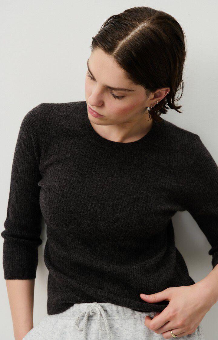 American Vintage Pull Femme Raxow - CHARBON CHINE 47 Manches 7/8 Noir - H24