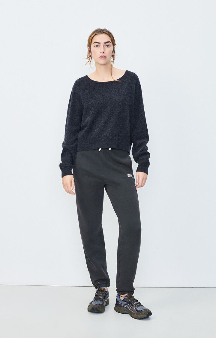 American Vintage Pull Femme Raxow - CHARBON CHINE 54 Manches Longues Noir - E25