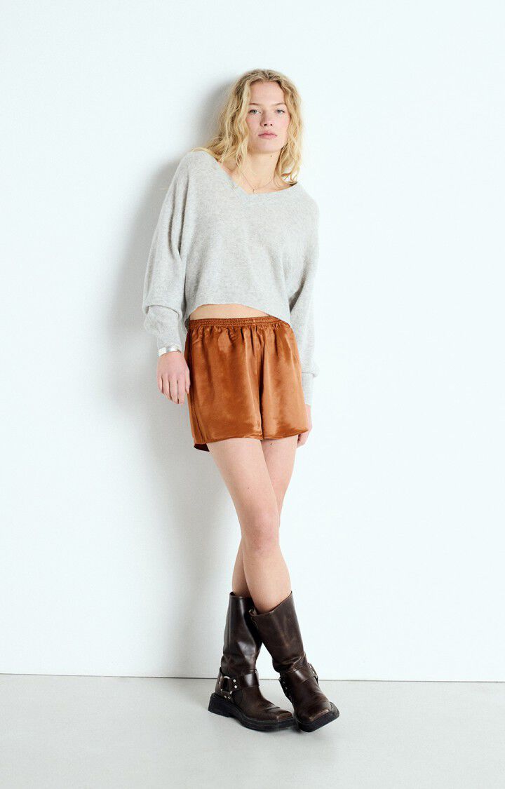 American Vintage Pull Femme Raxow - GRIS CHINE 51 Manches Longues Gris - E25