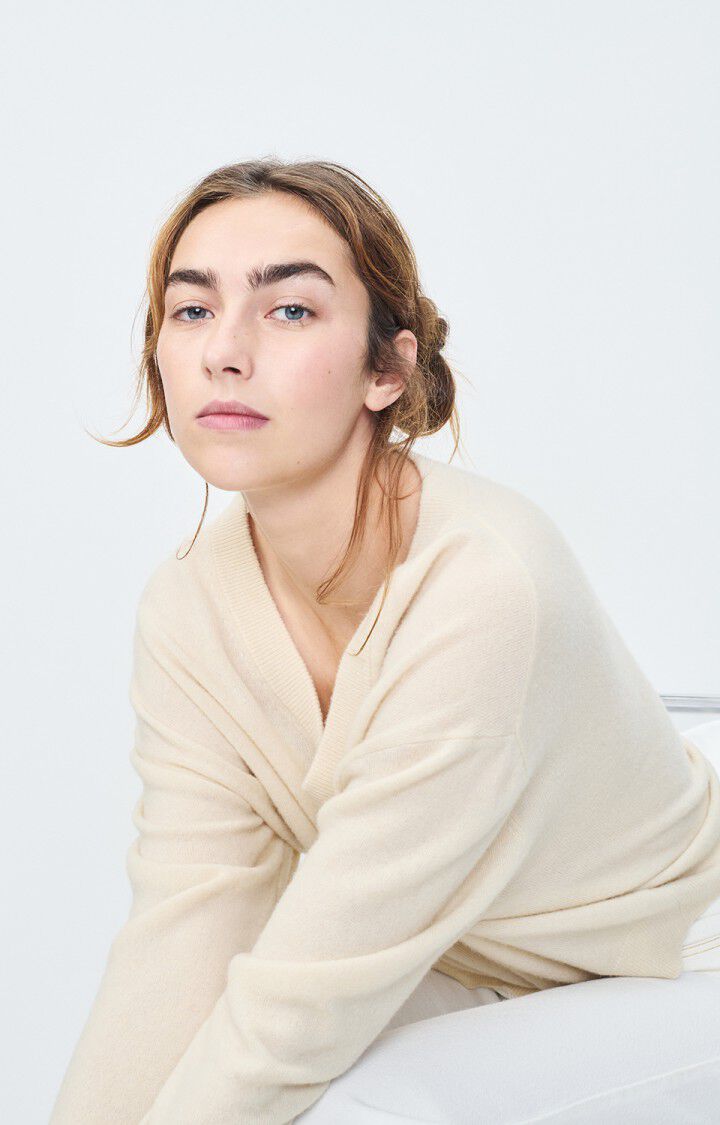 American Vintage Pull Femme Raxow - NATUREL 51 Manches Longues Beige - E25