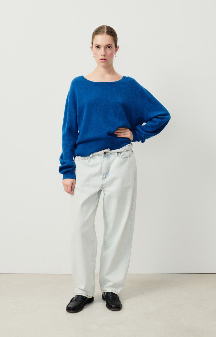 American Vintage Pull Femme Raxow - OLYMPIADE CHINE 54 Manches Longues Bleu - H24