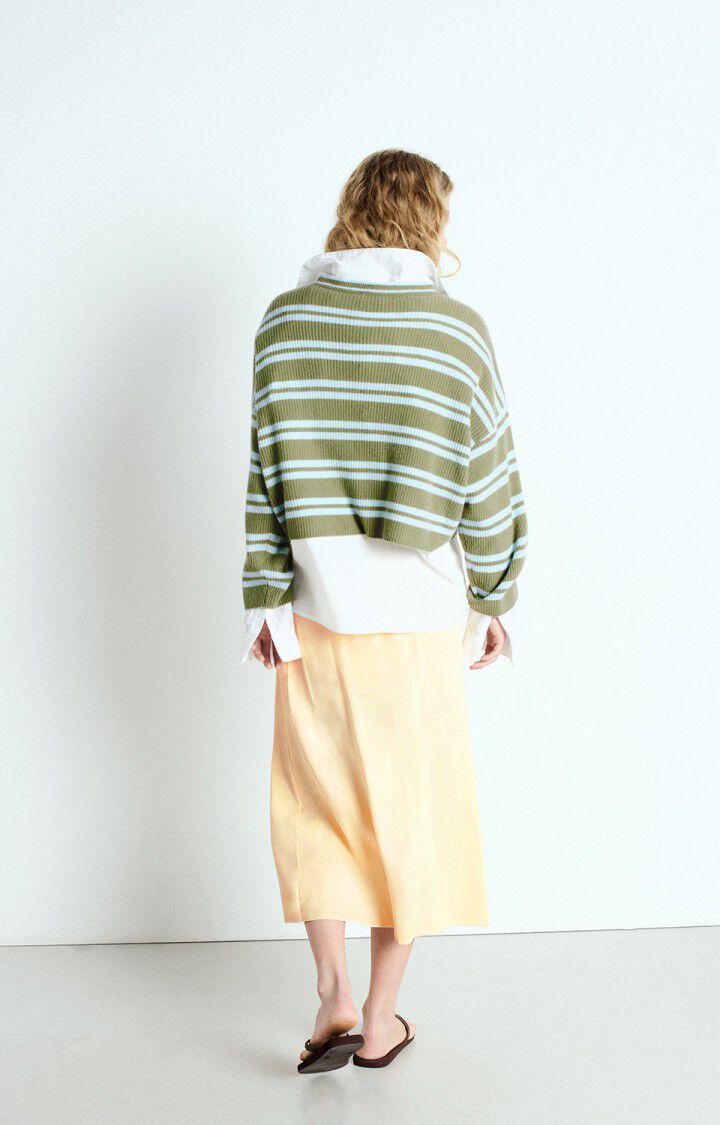 American Vintage Pull Femme Raxow - RIVE RAYURES CRYSTAL 38 Manches Longues Vert - E25