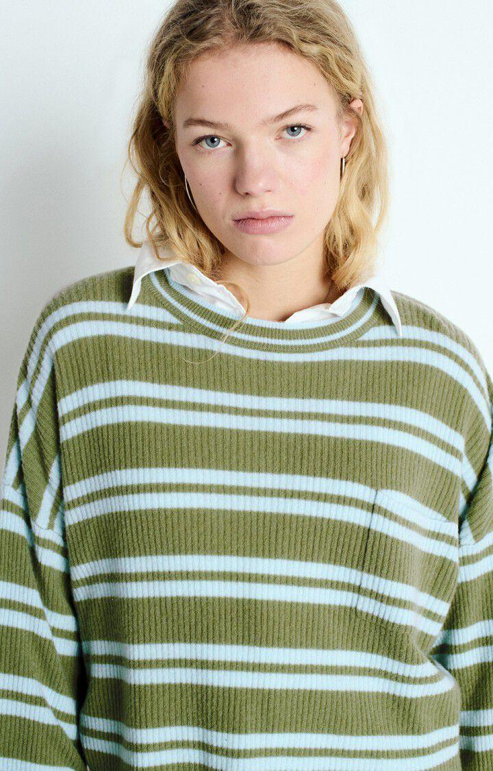 American Vintage Pull Femme Raxow - RIVE RAYURES CRYSTAL 38 Manches Longues Vert - E25