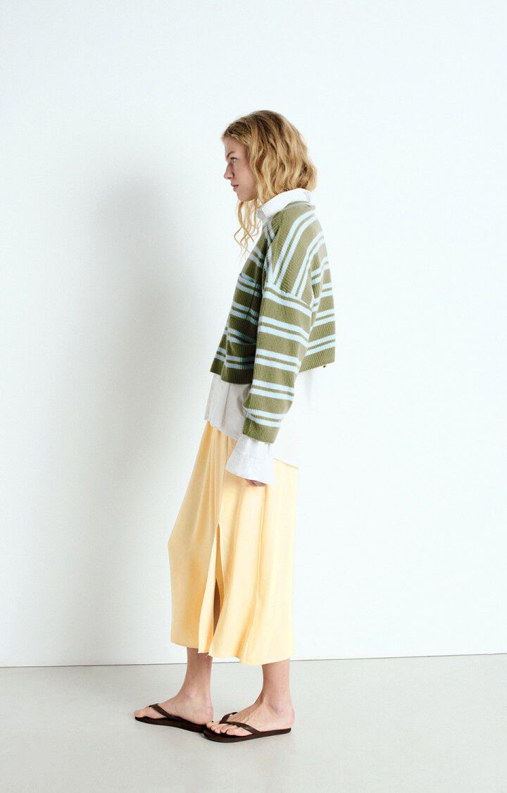 American Vintage Pull Femme Raxow - RIVE RAYURES CRYSTAL 38 Manches Longues Vert - E25