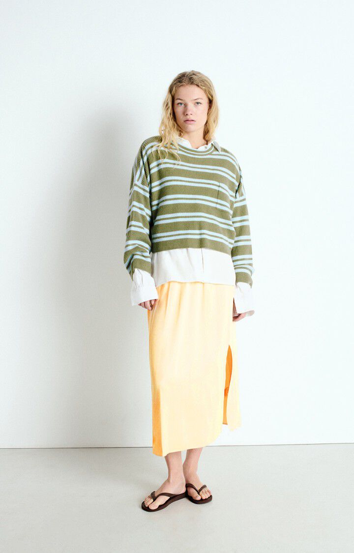 American Vintage Pull Femme Raxow - RIVE RAYURES CRYSTAL 38 Manches Longues Vert - E25