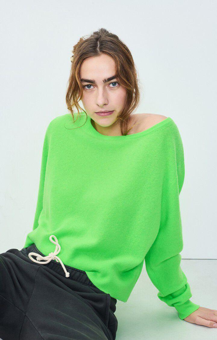 american vintage Pull femme Raxow - VERT FLUO 54 Manches longues Vert - H24