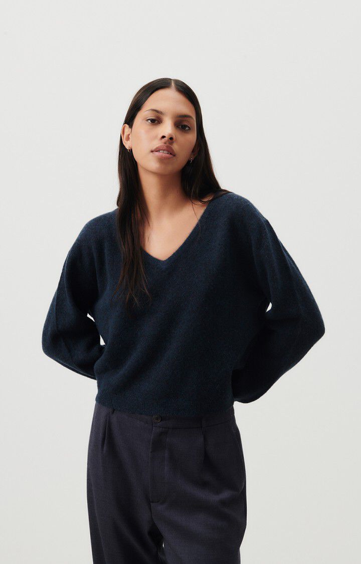 american vintage Pull femme Razpark - ABYSSE CHINE 55 Manches longues Bleu - H23