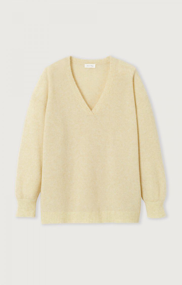 american vintage Pull femme Razpark - ORGEAT CHINE 52 Manches longues Beige - H22B