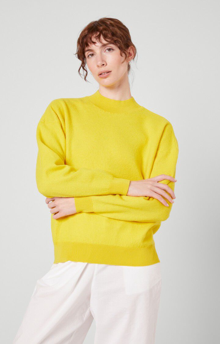 american vintage Pull femme Tadbow - ACACIA Manches longues Jaune - H21