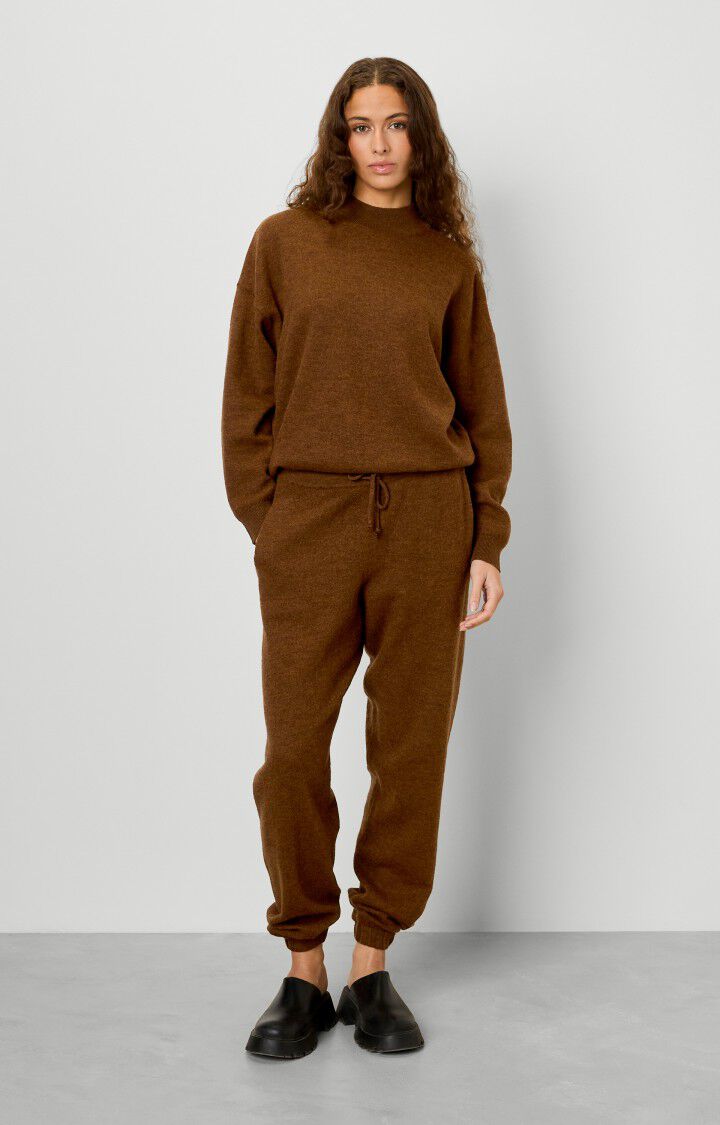 American Vintage Pull Femme Tadbow - NOUNOURS CHINE Manches Longues Marron - H21