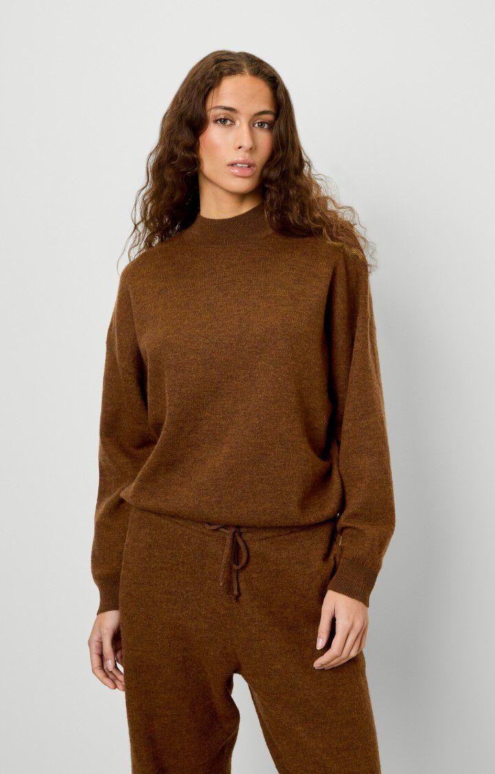 american vintage Pull femme Tadbow - NOUNOURS CHINE Manches longues Marron - H21