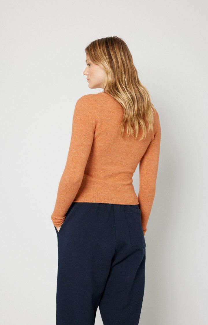 American Vintage Pull Femme Tidsburg - MELON GLACE CHINE Manches Longues Orange - H21