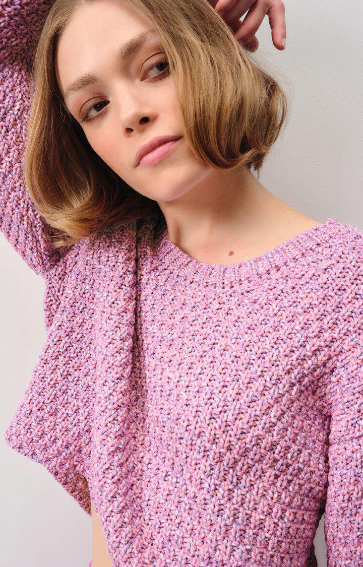 American Vintage Pull Femme Tivell - BERLINGOT MOULINE 47 Manches Longues Rose - E24