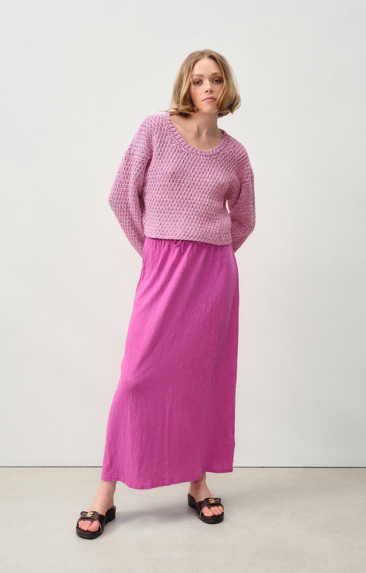 American Vintage Pull Femme Tivell - BERLINGOT MOULINE 47 Manches Longues Rose - E24