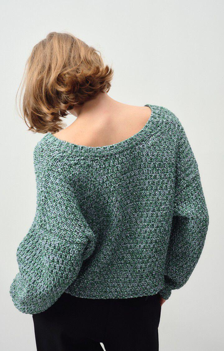 American Vintage Pull Femme Tivell - NENUPHAR MOULINE 47 Manches Longues Vert - E24