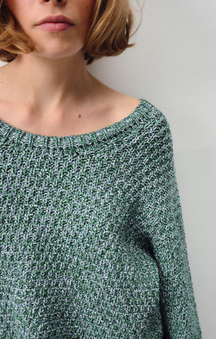 American Vintage Pull Femme Tivell - NENUPHAR MOULINE 47 Manches Longues Vert - E24