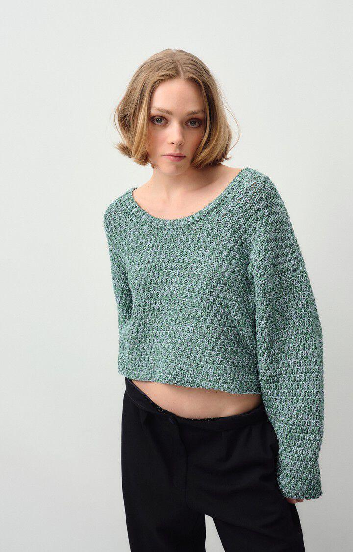 american vintage Pull femme Tivell - NENUPHAR MOULINE 47 Manches longues Vert - E24