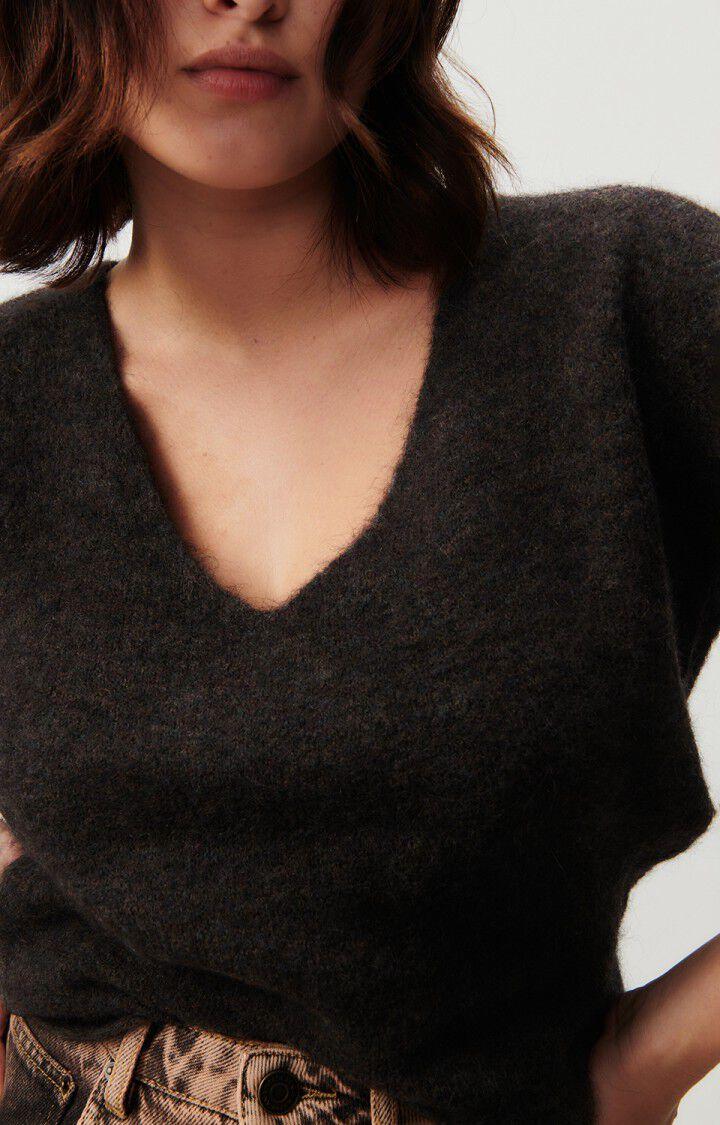 American Vintage Pull Femme Tyji - ECORCE MULTICHINE 49 Manches Longues Marron - H23