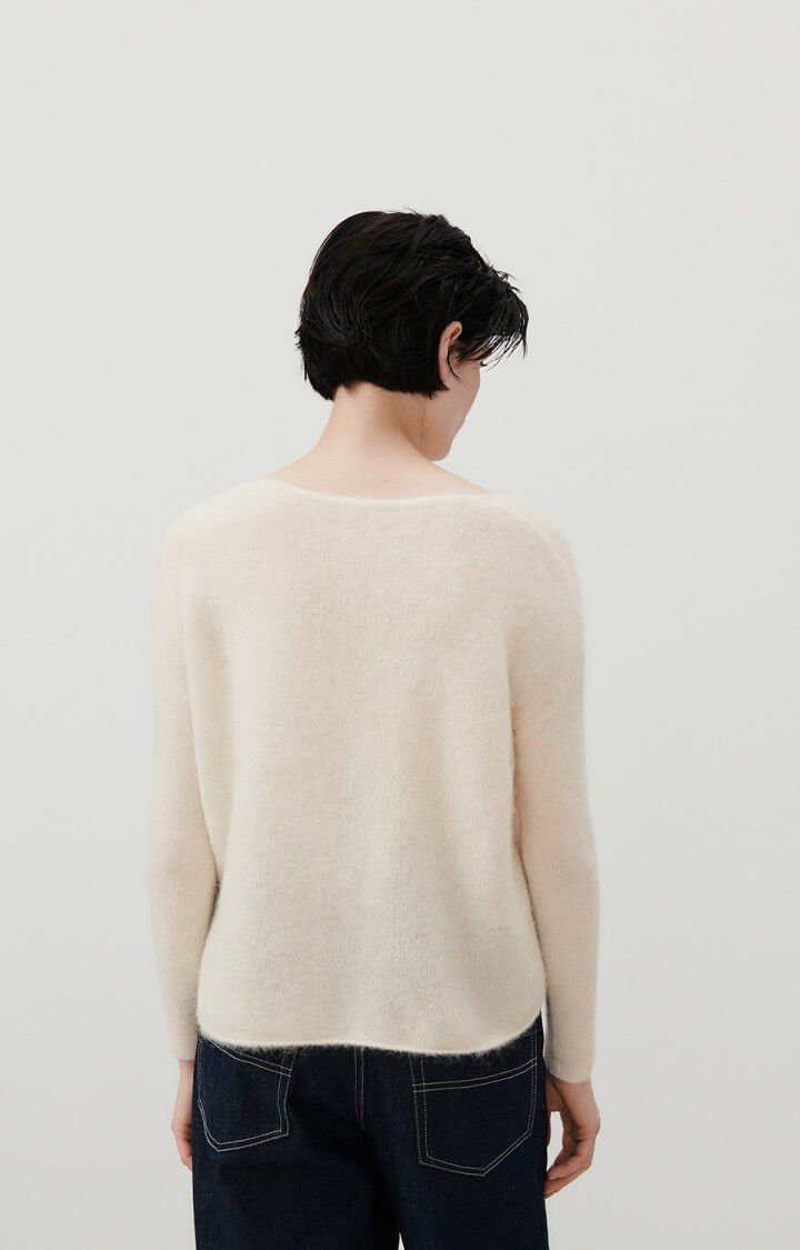 American Vintage Pull Femme Tyji - NACRE 49 Manches Longues Blanc - H23