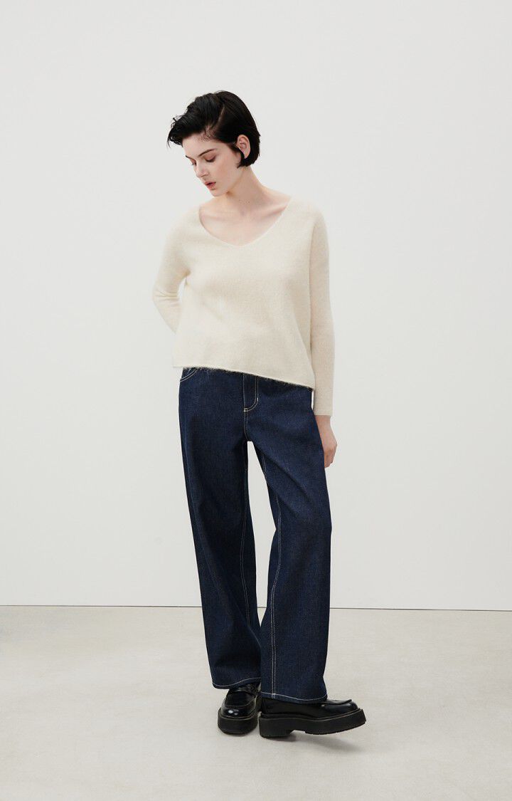American Vintage Pull Femme Tyji - NACRE 49 Manches Longues Blanc - H23