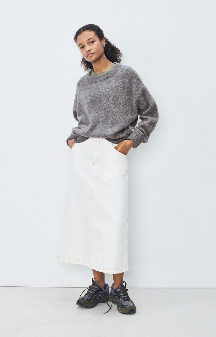 American Vintage Pull Femme Vitow - ACIER CHINE 48 Manches Longues Gris - E25