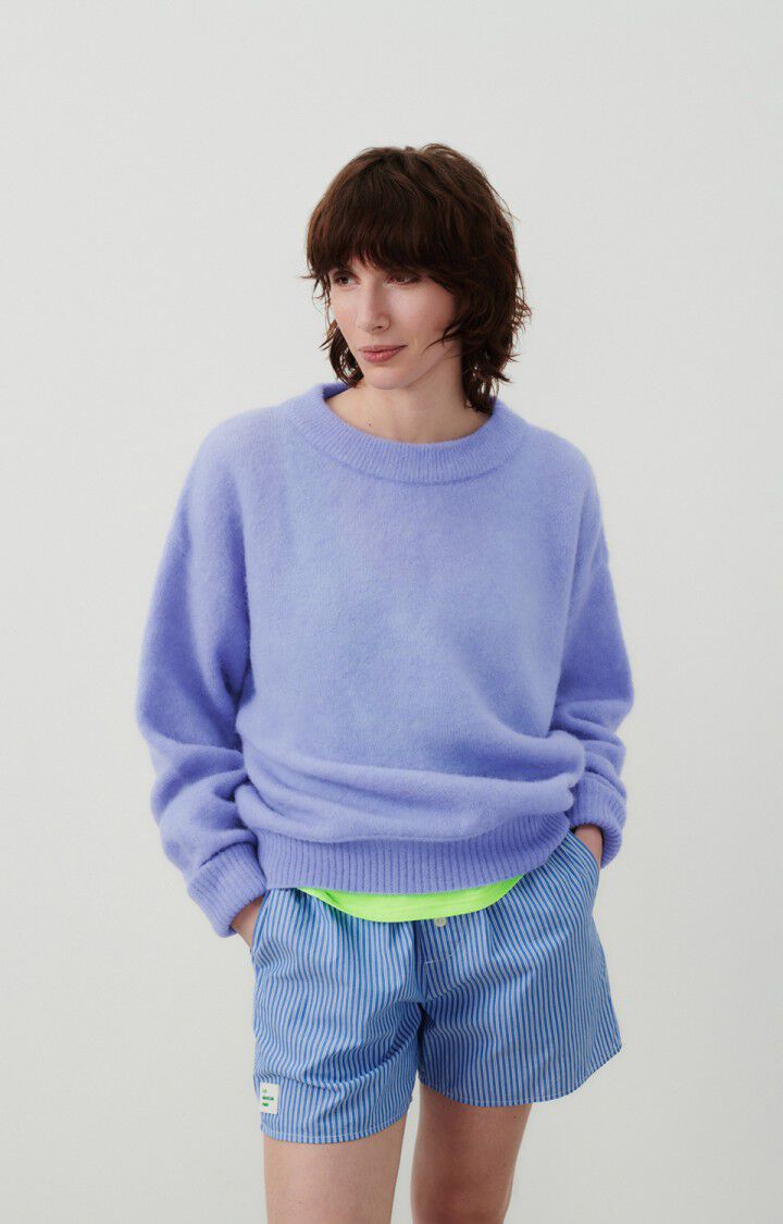american vintage Pull femme Vitow - AMETHYSTE CHINE 48 Manches longues Violet - E24